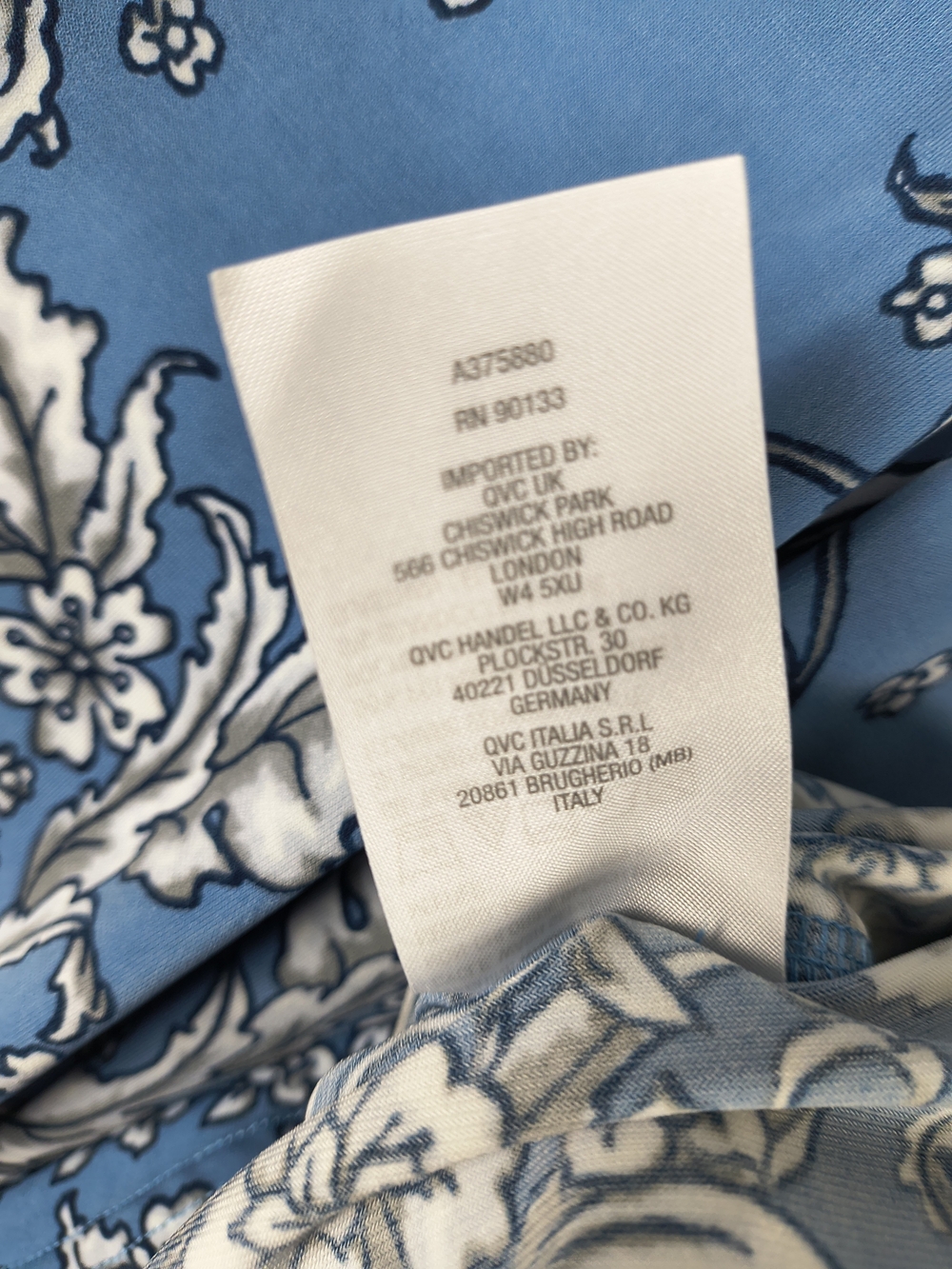 Belle By Kim Gravel Tunic Women's 1X Blue White Floral V-Neck Blouse Long Sleeve - Picture 11 of 11